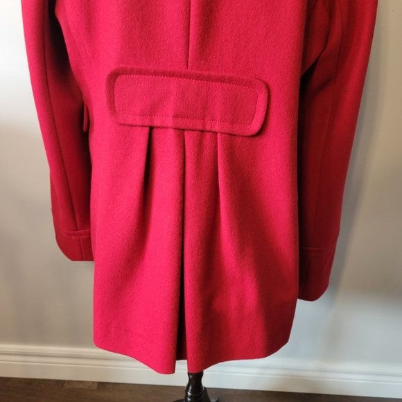DKNY Red Wool Double Breasted Pea Coat Size 12 - Picture 7 of 12